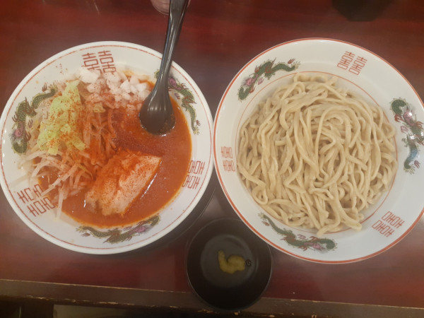 「大つけ麺、辛豚辛さ5」@ぶっ豚 向ヶ丘遊園店の写真