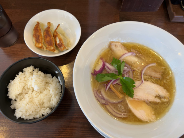 「濃厚福島鶏白湯餃子ライスセット(1400円)」@麺処 若武者 大和田店の写真