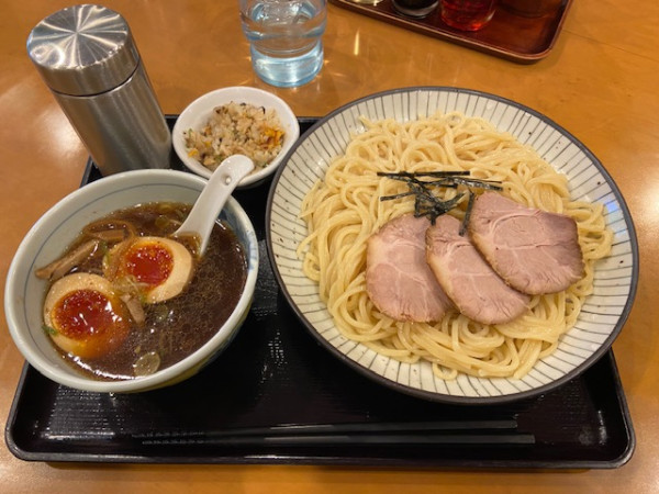「煮玉子ちゃーしゅうつけめん+チャーハン小鉢」@好日の写真