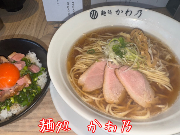 「鴨そば+鴨のユッケ丼(980+350円)」@鴨だし麺 麺処かわ乃の写真