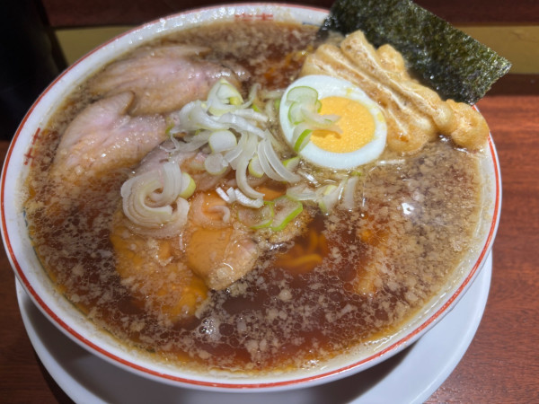 「朝らー+豚トッピング+しょうが」@大井町立食い中華蕎麦 いりこ屋の写真