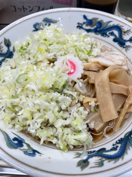 「油そば モヤシ代わりコマネギ」@中華そば みたかの写真