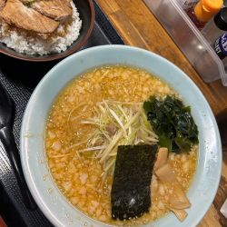ネギラーメン(味噌) 900円　ミニ日替わり丼　350円