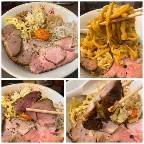 「まぜそば(並)1090円 紅茶豚180円」@ラーメン大逆転の写真