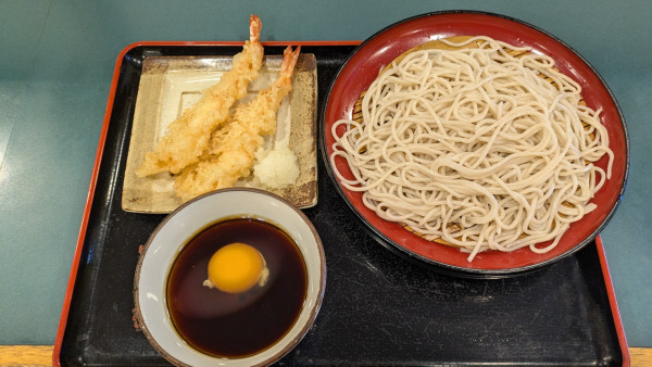 「えび天せいろ、玉子」@小諸そば 八丁堀駅前店の写真