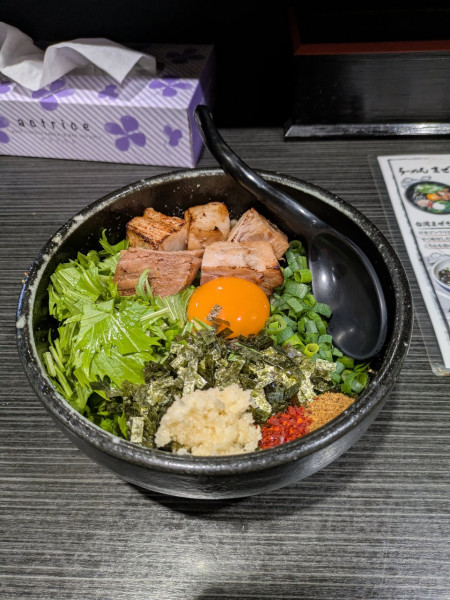 「看板まぜそば」@らーめんまぜそば あらし 錦本店の写真