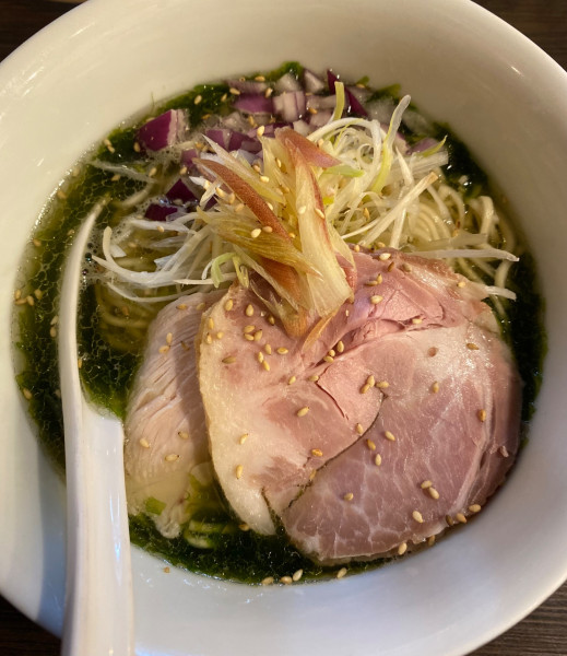 「【限定】生海苔とアジ煮干しのそば 1200円」@麺や でこの写真