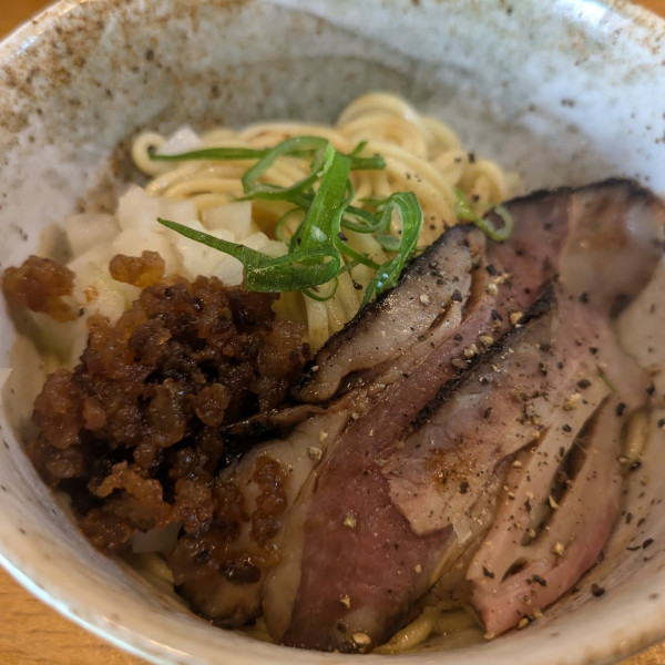 「背徳の和牛和え玉」@麺栞 みかさの写真