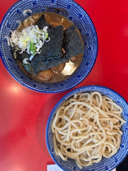 「つけ麺＋メンマ＋便ビール＋ネギ＋濃いめ」@自家製中華そば 勢得の写真
