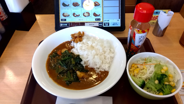 「ほうれん草カレー（５８０円）」@すき家 鴨居駅北口店の写真
