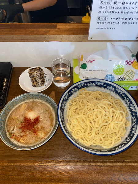 「つけ麺2玉味付玉子サービスおにぎり¥1,280円」@中華そば 坂井田の写真