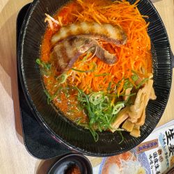 味噌ラーメン　辛味　ネギ　めんま