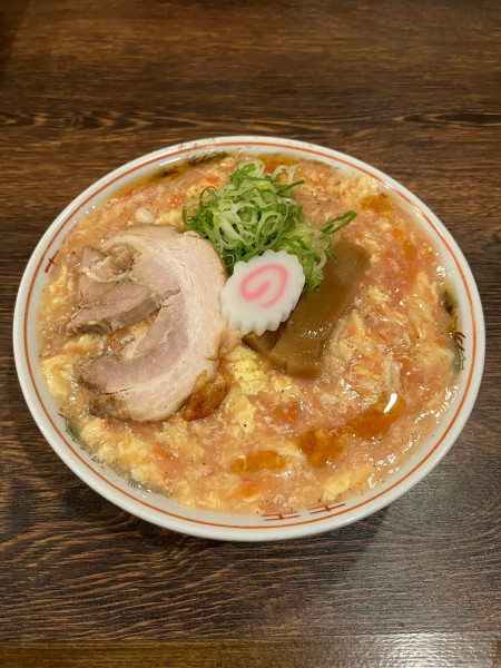 「【月曜夜限定】トマトと卵のあんかけラーメン(大盛り、麺硬め)」@麺屋 真心の写真