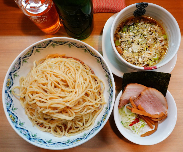 「豚鴨つけそば＋くんせい玉子＋ビール中瓶」@中華そば 多賀野の写真