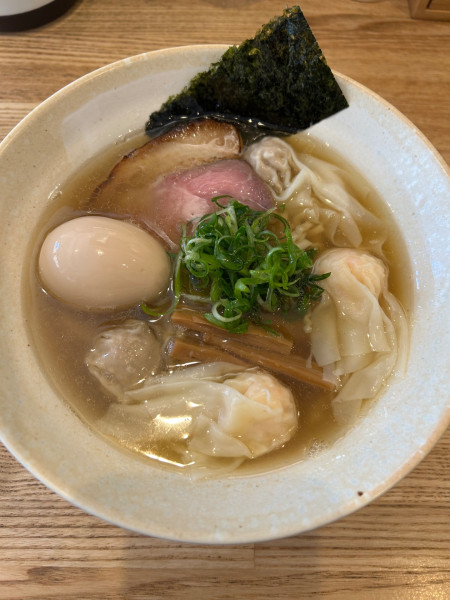 「肉と海老ワンタン麺（白）＋味玉 1,300円＋100円」@DURAMENTEIの写真