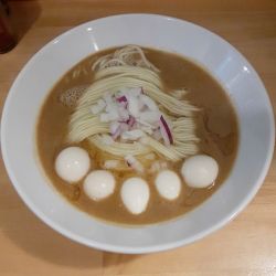 【限定】甘海老の白味噌ソバ＋うずら味玉