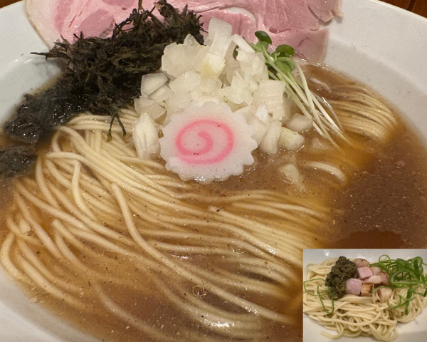 「【限定】鶏と魚介の淡麗醤油+玉ねぎ+牡蠣アヒージョの和え玉」@鶏冠78の写真