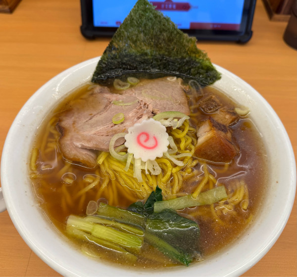「魚介中華そば無料大盛りお得セットA半炒飯」@麺屋 なが盛の写真