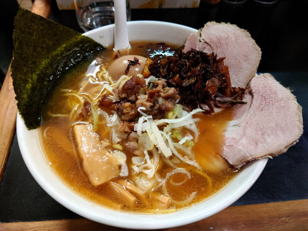 「鴨のラーメン＋焦がしネギ」@一条流がんこ総本家分家四谷荒木町の写真