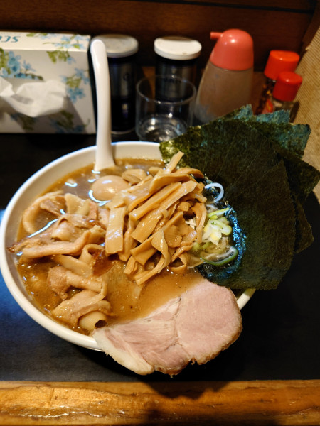 「純正100（上品味噌）味玉＋海苔＋ メンマ」@一条流がんこ総本家分家四谷荒木町の写真