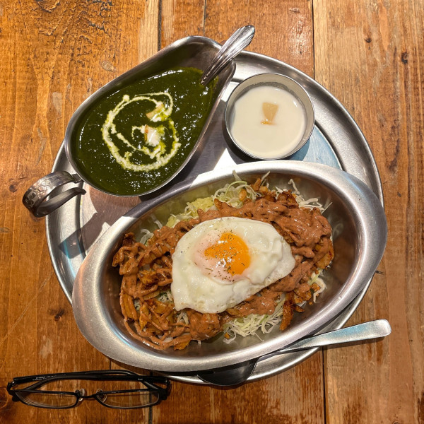 「チキンケバブキーマライス定食（パラクパニール変更）」@ターリー屋 神田西口店の写真