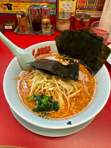 「辛味噌ネギラーメン ノリトッピング」@ラーメン山岡家 松戸北小金店の写真