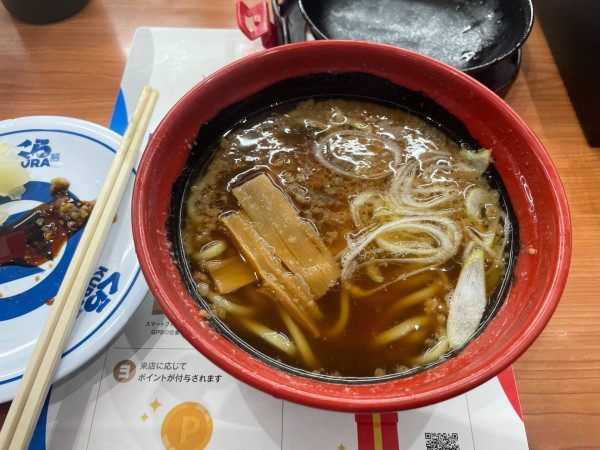 「旭川醤油らーめん」@無添 くら寿司 川越店の写真