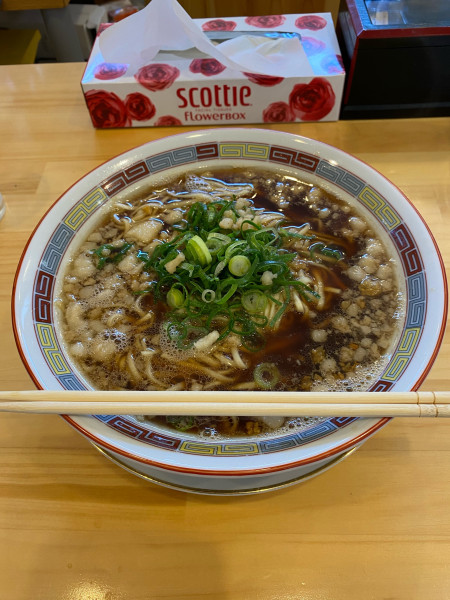 「素そば大盛背脂トッピング」@中華そば つぼ万の写真