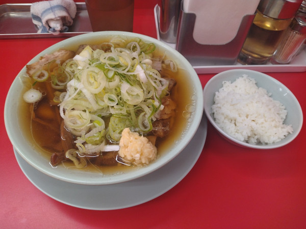 「中華そば¥850+ネギ¥100+無料ライス」@邦ちゃんラーメン 両国店の写真