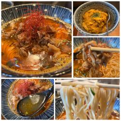 【限定】焼肉塩辣麺 1100円 もつカレー400円