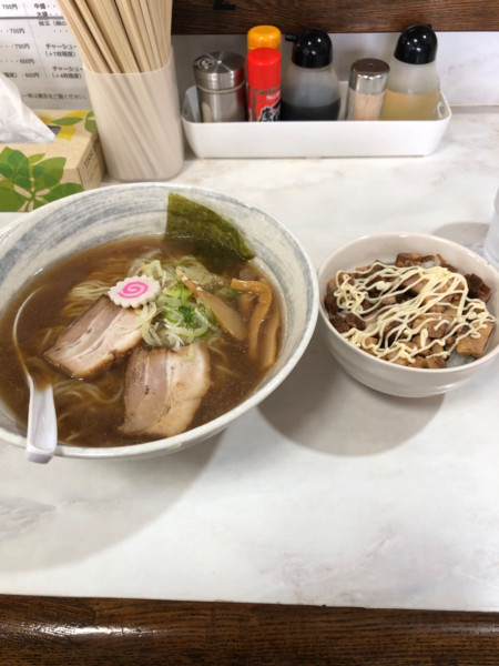 「醤油ラーメン➕チャーシュー丼」@ラーメン爺の写真