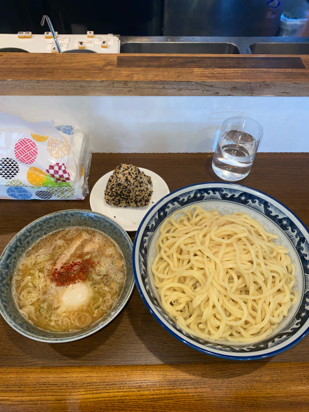 「つけ麺2玉味付玉子サービスおにぎり¥1,280円」@中華そば 坂井田の写真