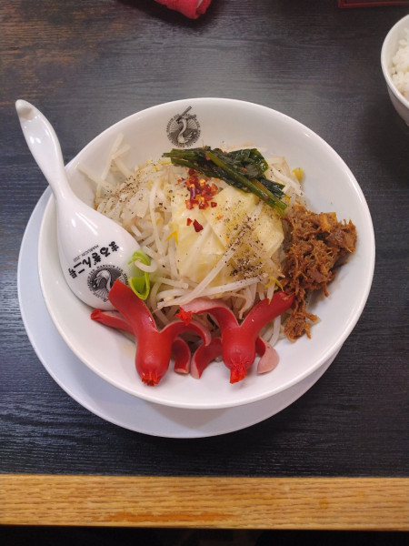 「汁なし 醤油 半盛 にんにく背脂なし」@まるぎん二号の写真