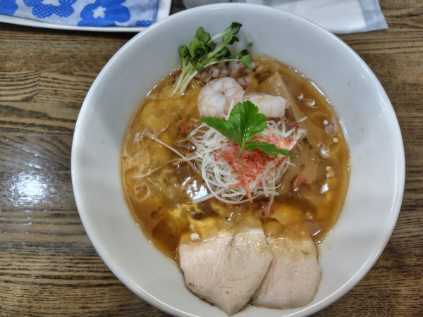 「海老そば&ジャンボ焼売」@麺処 とみいの写真