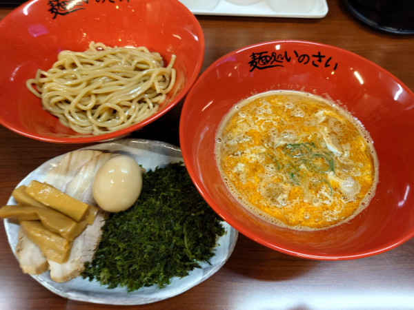 「特製えび味噌クリームつけ麺(半麺、1480円)」@麺処 いのさい 新河岸の写真