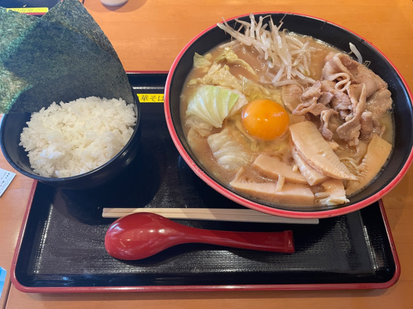 「こだわりメンマと肉野菜ラーメンセット(麺大盛)」@中華そば 弁多津の写真
