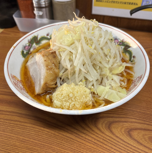 「ラーメン（麺半分）＋本日のトッピング」@ラーメン二郎 亀戸店の写真