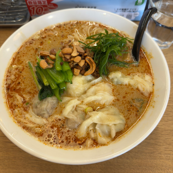 「トリプルミックスワンタン(坦々麺変更)」@支那ソバ きたがわの写真