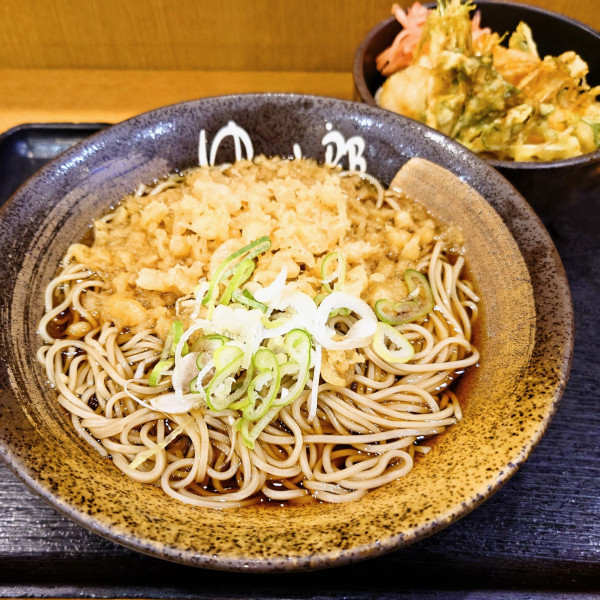 「ほぼ海老だけのミニかきあげ丼セット(温)」@ゆで太郎 柏名戸ヶ谷店の写真