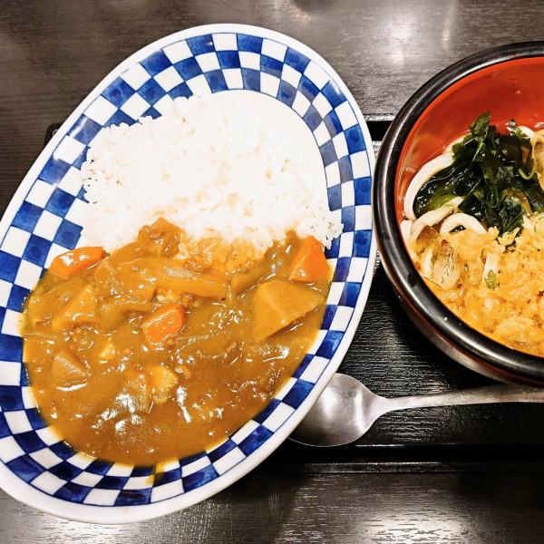 「カレーライスとたぬきうどん(冷)」@七味家の写真