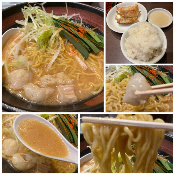 「コク旨ホルモン味噌ラーメン･ライス餃子3個セット1210円」@らーめん みそ膳 丸の内店の写真