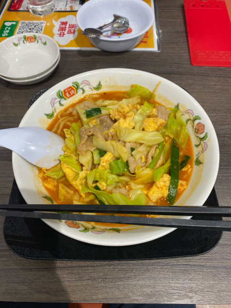 「豚辛ラーメン」@餃子の王将 福山蔵王店の写真