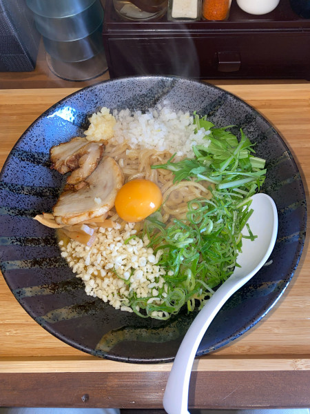 「魚介豚骨の和風カレーまぜそば追い飯付き麺大盛り¥1,450円(限」@らぁめん 麺彩家の写真