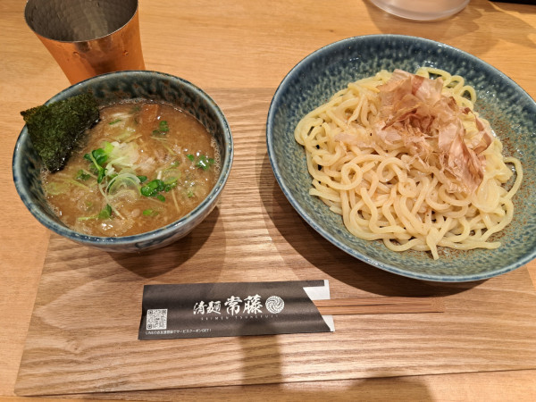 「梅かつおつけめん」@清麺 常藤 祐天寺店の写真