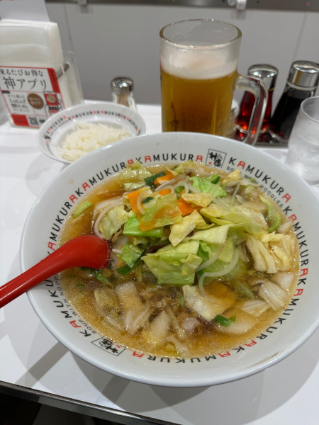 「餃子セット野菜増し生ビール」@どうとんぼり神座 アトレ川崎店の写真