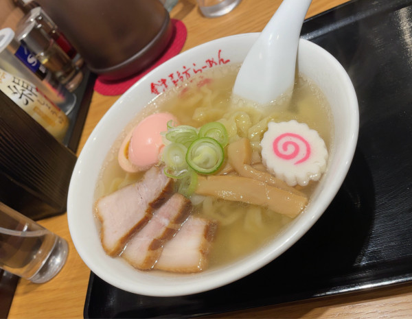 「会津山塩ら～めん(手打ち麺)＋エビ塩煮卵」@會津 喜多方らーめん 愛絆の写真