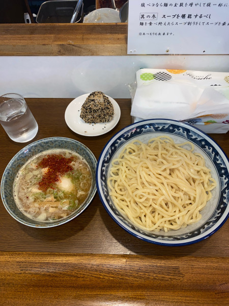 「つけ麺2玉味付玉子サービスおにぎり¥1,280円」@中華そば 坂井田の写真