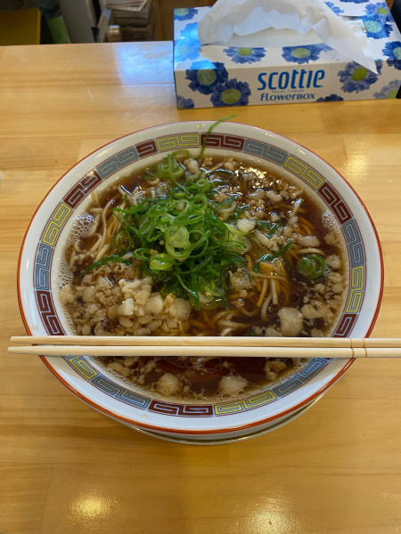 「素そば大盛背脂トッピング」@中華そば つぼ万の写真