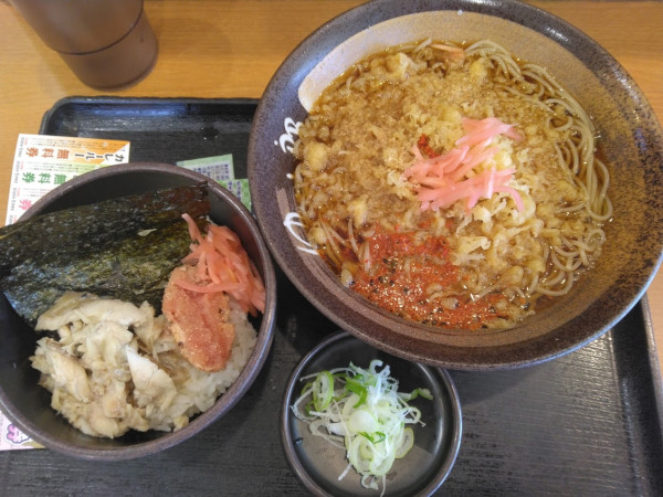 「朝そば：焼鯖炙りたらこごはん530円」@ゆで太郎 柏名戸ヶ谷店の写真