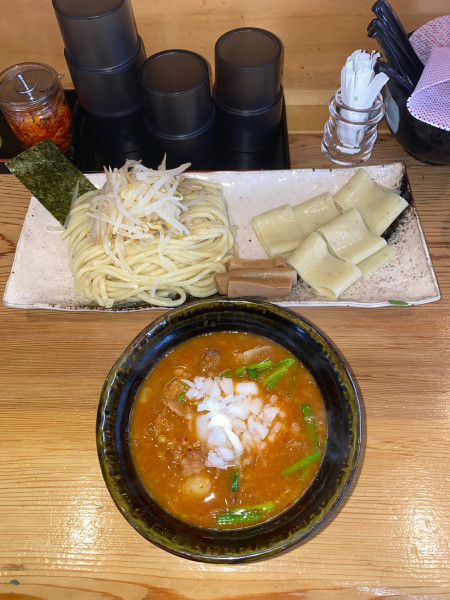 「辛みそつけ麺(牛もつ&豚バラMix)¥1,500円(限定)」@麺屋 一幸の写真